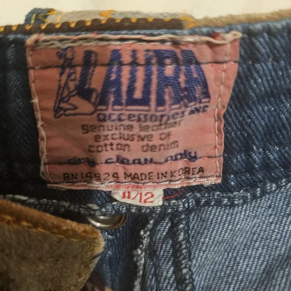 RARE VINTAGE 70s Suede Patchwork Wideleg Bell Bottoms Jeans - Picture 3 of 12